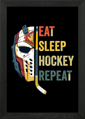 Eat Sleep Hockey Wiederholung Grafik gerahmtes Wandbild Poster Leinwanddruck Bild