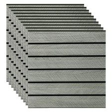 10pcs 11.8"x11.8" Peel and Stick Backsplash Wooden Wall Tiles, Dark Gray Black