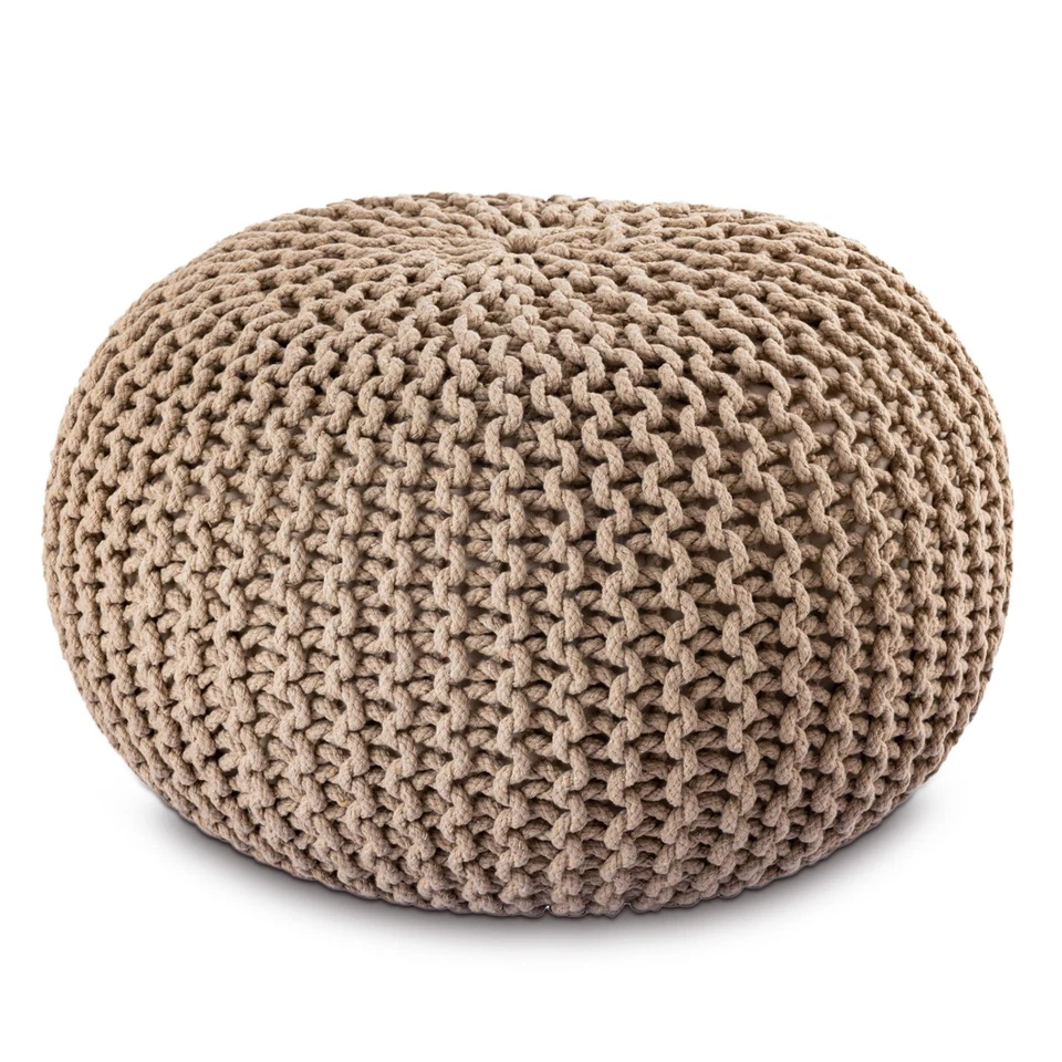 Sitzpouf Strickhocker Pouf Ø45 H30cm Bodenkissen Indoor Baumwolle recycelt - Bild 2 von 4