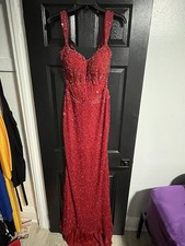 Stunning Red Off-Shoulder Prom/Evening Gown Fully Beaded, Floor Length