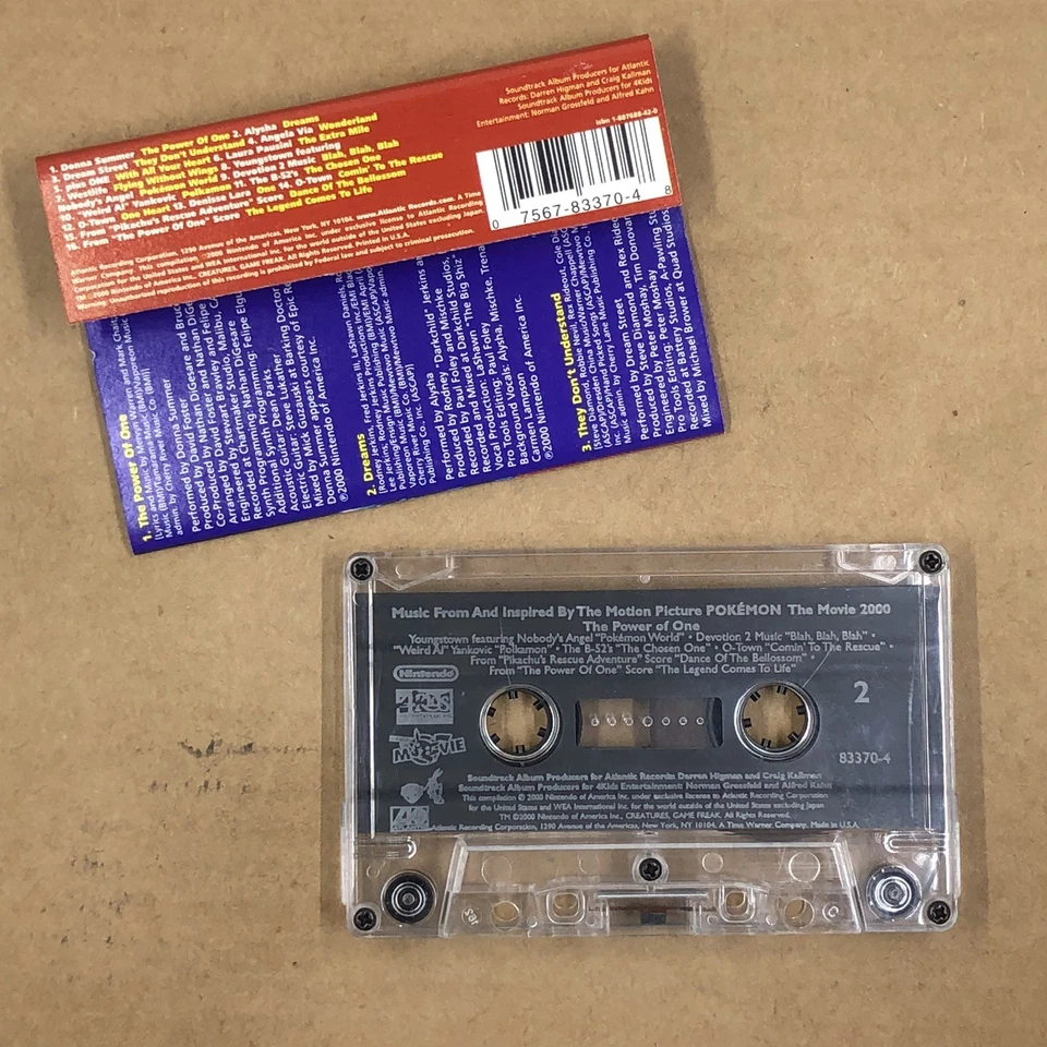 ПОКЕМОН 2000 Кассетная Лента Саундтрек СИЛА ОДНОГО СТРАННОГО AL YANKOVIC B-52S - Изображение 3 из 4