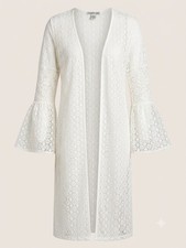 Festival White Lace BellSleeve Duster Whimsical Fairycore Romantic Size M/L