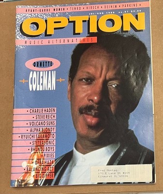 OPTION Magazine '88; ORNETTE COLEMAN on Cover  - Pixies, Haden, Ofra Haza