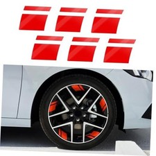 6PCS Wheel Rim Decal Stripes Reflective Car Stickers, Waterproof Hub Stripe Red