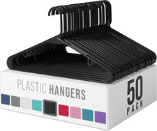 Plastic Hangers 50 Pack Black - Clothes Hangers - Makes the Perfect Coat Hang...