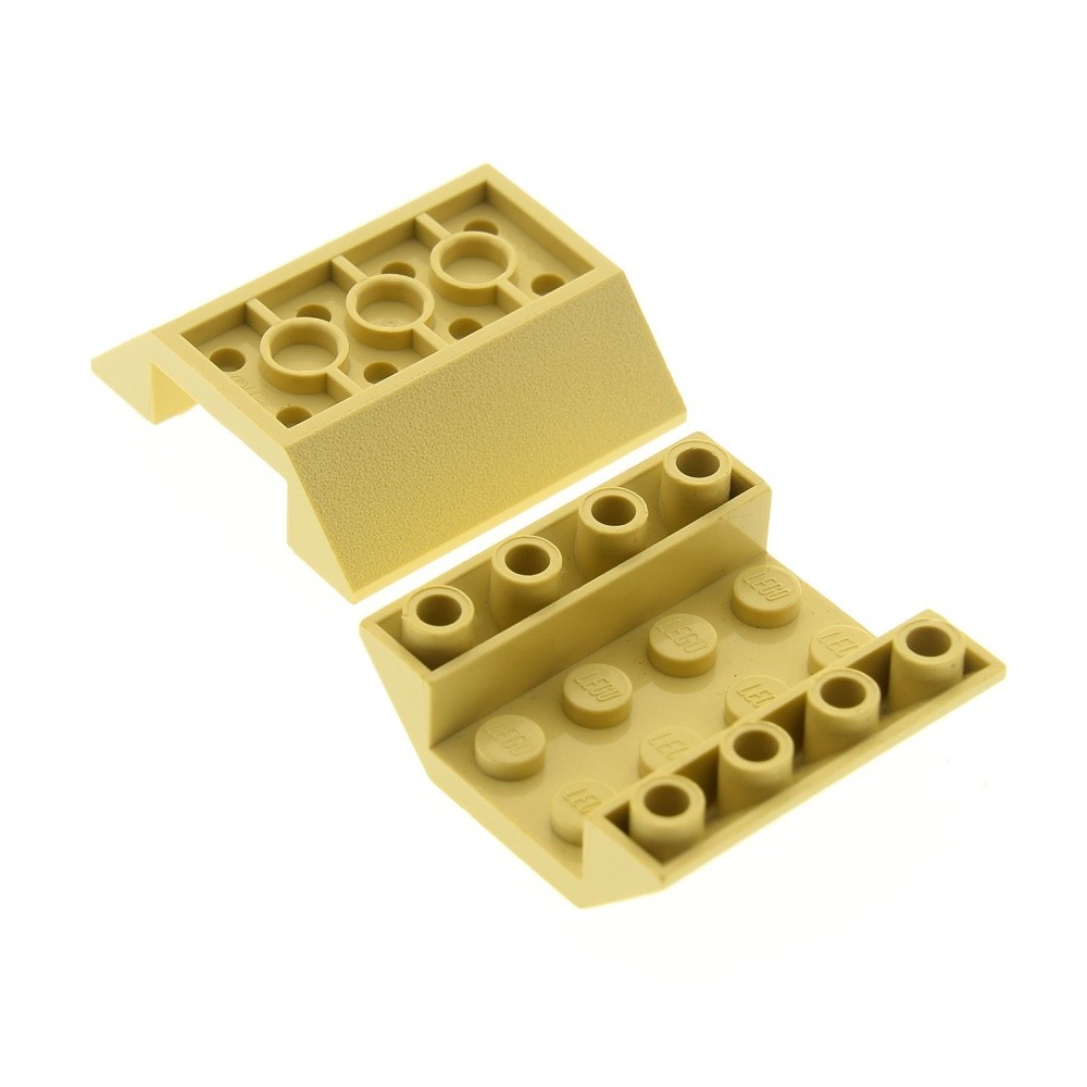 2x Lego Roof Tile 45° 4x4x1 Beige Inverted Body Wedge Slope Brick 4180341 485