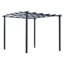 Black Metal Pergola 3x3m, 300Lx300Wx230H cm, Weather Resistant Garden Structure
