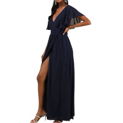 NWT Lulus Convincing Grace Navy Blue Flutter Sleeve Wrap Maxi Dress Size Large | eBay NWT Lulus Convincing Grace Navy Blue Flutter Sleeve Wrap Maxi Dress Size Large | eBay
