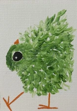 ACEO Original Painting, Bird Impressionism Oil Art, Emmer Plaxe, Animal Abstract