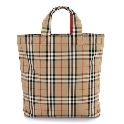 BURBERRY Nova Check Tote Shoulder Bag Canvas Beige Plaid 8017740