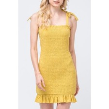 Entro Smocked Bodycon Mini Dress Large