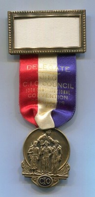 1951 CIO  Support for Korean War  Convention in Ohio  Delegate's Ribbon with Fob