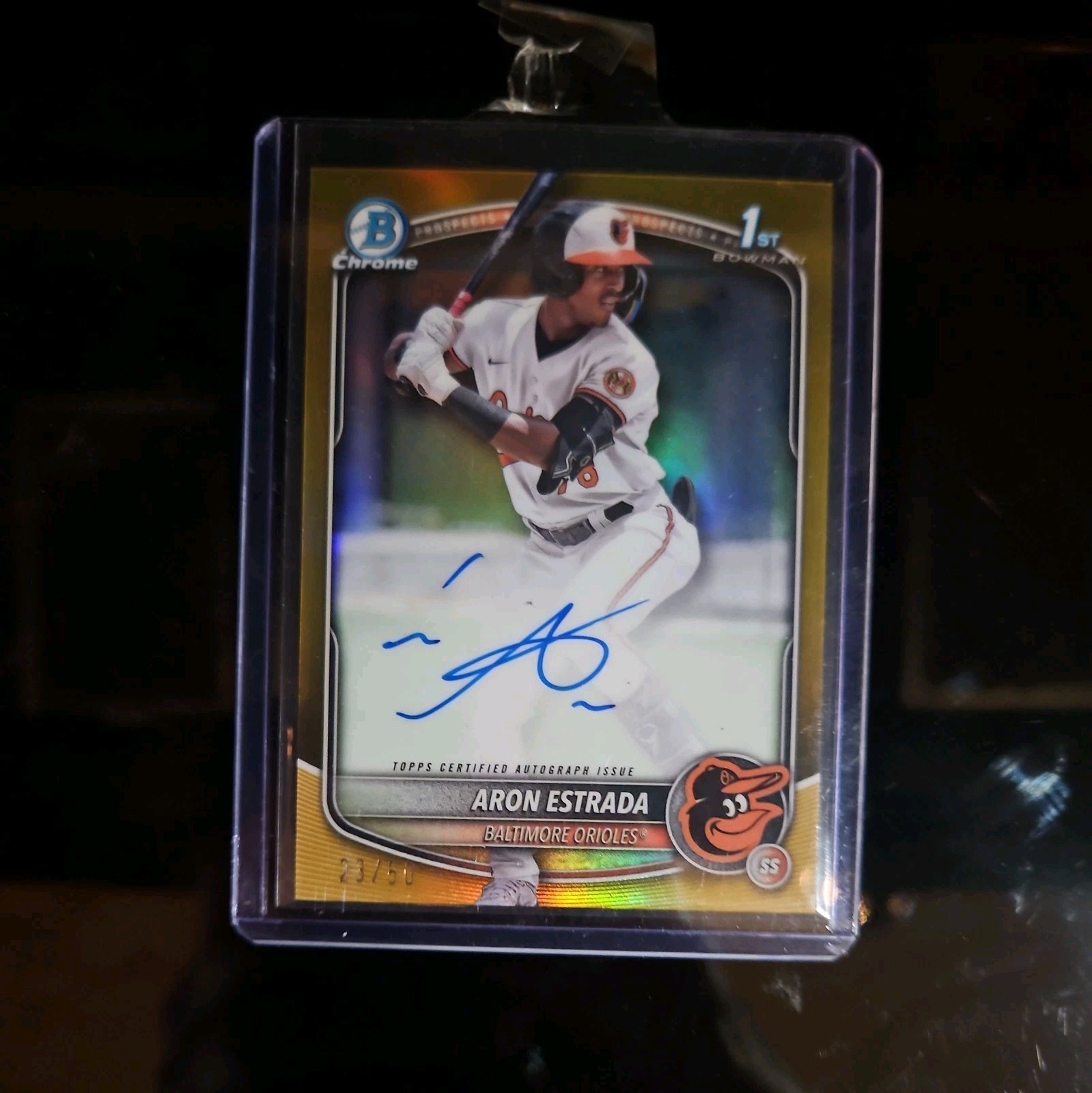 Aron Estrada TRUE GOLD AUTO /50 Autograph 2025 1st Bowman Chrome - ORIOLES