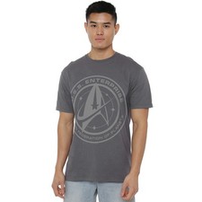 Image of Star Trek Discovery Enterprise Crest T-Shirt S-4XL, Charcoal