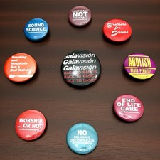 VTG Political Quote Metal Pinback Buttons Small Plastic Multicolor Lot of 9