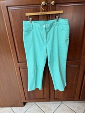 Women  s Ruby Rd Turquoise Capri Pants With Beaded Embellishments, Size 16