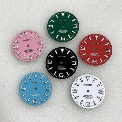 28.5mm Enamel surface Watch Dial Green Lume for NH35 NH36 4R 7S Movement