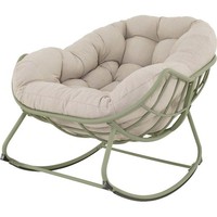 Schaukelstuhl Schaukelsessel Relax-Stuhl Cozy Gartenstuhl Beige/GrüN