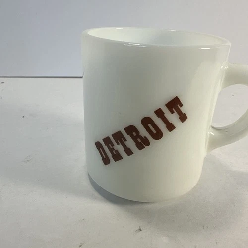 VINTAGE White GLASBAKE MUG Detroit HEAT RESISTANT