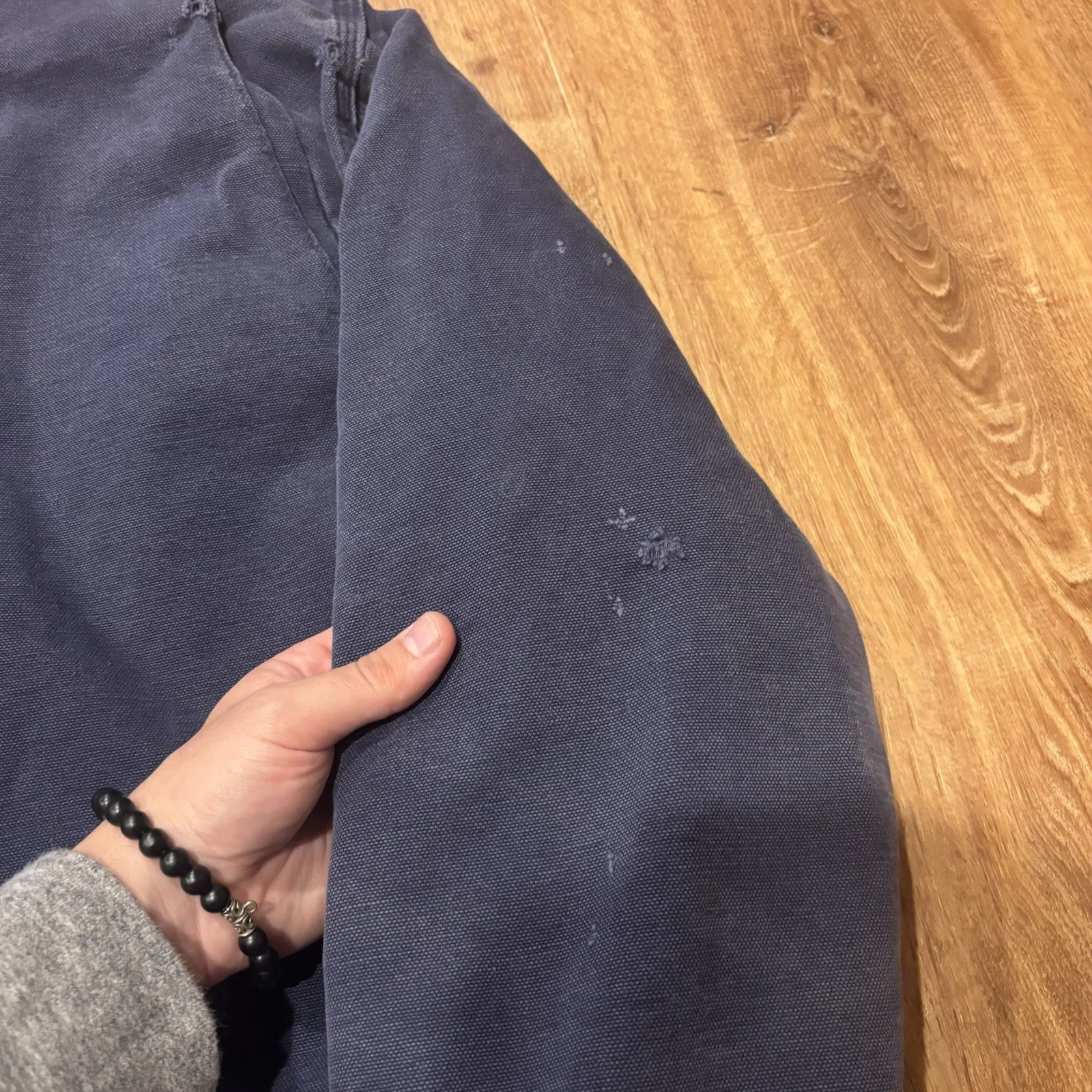 Vintage Carhartt Detroit Jacket Mens Medium Blanket Lined Faded Blue Distressed image 9