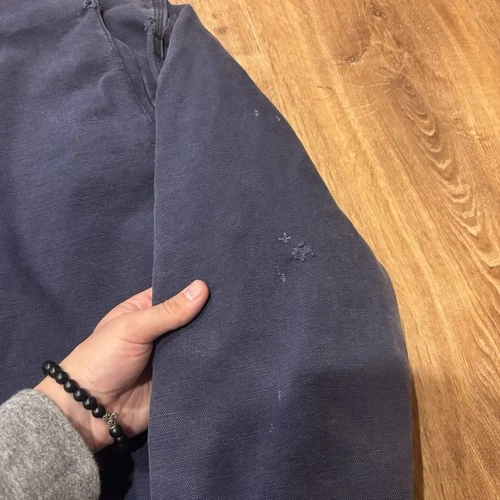 Vintage Carhartt Detroit Jacket Mens Medium Blanket Lined Faded Blue Distressed image 9