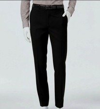  95 Calvin Klein 33W 32L Men's Slim Fit Flat Front Straight Trousers Dress Pants