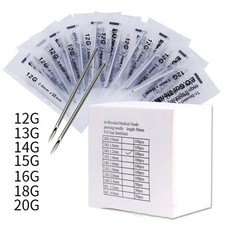 100PCS Disposable 316 Steel Piercing Puncture Needle for Navel Ear Nose Lips