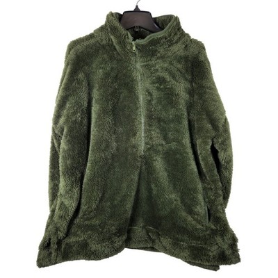 LuLaRoe Nancy Fleece Sherpa Jacket Green Zip Mock Neck Women's Super Soft Size L