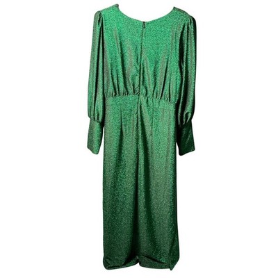 Eloquii Green Metallic Lurex Long Sleeve Wrap Tulip Hem Midi Dress Plus  Size 18 | eBay