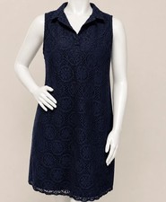 Faded Glory Womens XXL 2X Navy Blue Lace Shift Dress Sleeveless Collared Lined
