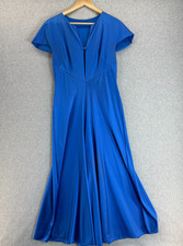 Vanity Fair Nylon Wide Flare Leg Romper Jumpsuit Royal Blue Vintage 70s Size 36
