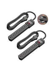 DEWENWILS 6FT Long Power Strip, 360  Rotating Flat Plug  6 Outlets... Fast