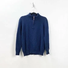 Columbia Large Mens Blue Knit Quarter-zip Pullover Sweater