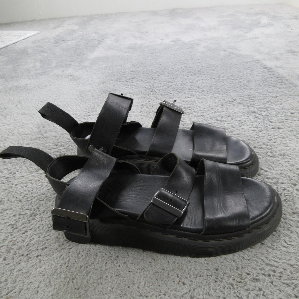 Dr Martens Gryphon Black Triple-Strap Buckle Sandals Gryphon Atlas Leather Gladiator Sandals in Black Atlas | Dr  main image 3