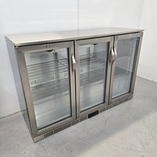 Display Fridge Triple 3 Door Bottle Back Bar Stainless Commercial Chilled Caf...
