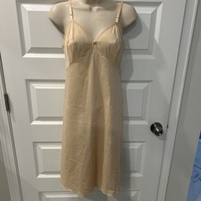 NEW Vintage Full Slip Sz 34 Beige Nylon W Lace Trim JC Penney