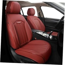 Red Car Seat Covers Full Set, Universal Leather Seat Cover for FullSet Wine Red