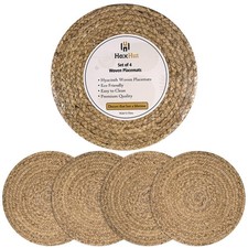 13.5  Woven Placemats, Round Rattan Placemats Set of 4, Natural Wicker Charge...