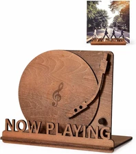 Now Playing Vinyl Record Stand, Tabletop Wooden Record Holder, Now Spinning Viny