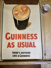 MCM Era Vintage Guinness As Usual Beer Advertising Poster 1941 JOHN GILROY