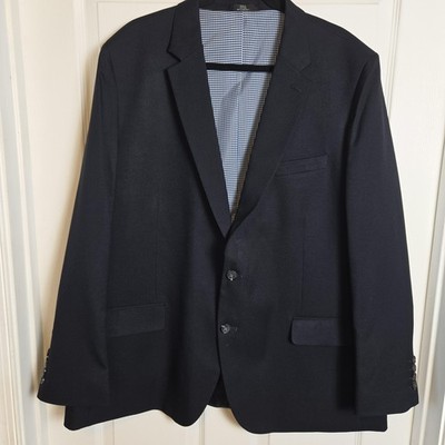 Haggar Blazer Mens 50R Navy Blue Tailored Fit In Motion Suit Jacket Stretch