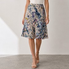 Anthropologie Tilda Knee-Length Slip Skirt S Neutral Abstract Boho