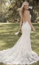 Martina Liana ML744IV Ivory Lace Mermaid Wedding Dress V Neck Sleeveless 10