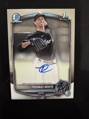 Thomas White 2025 Bowman Chrome 1st Year Prospect Autograph Auto Marlins T1 A34