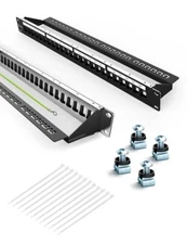 24Port Blank Keystone Patch Panel 1U 19" for Rackmount & Wall Mount Shielded ...