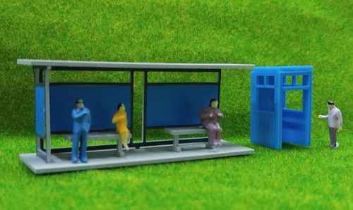 HO scale Model train Railway layout Shelter Station Bus Stop + telephone booth - Picture 2 of 12