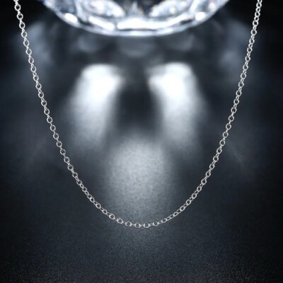 925 starling Silber rope circle chain Kette 45cm 1mm Breit Unisex Neu