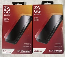 2 ZAGG Invisible Shield Glass Elite 5X Stronger Screen Protector iPhone 15 Plus