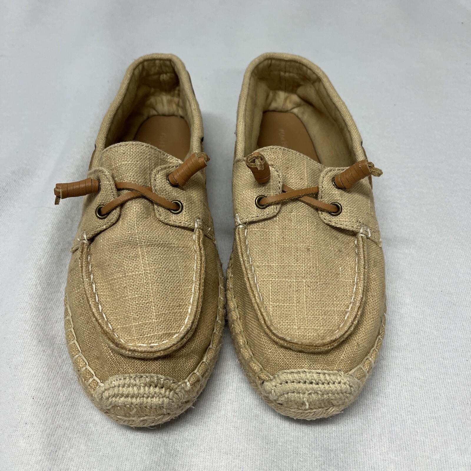 Maui Island women’s Tan canvas schooner boat shoes si… Gem