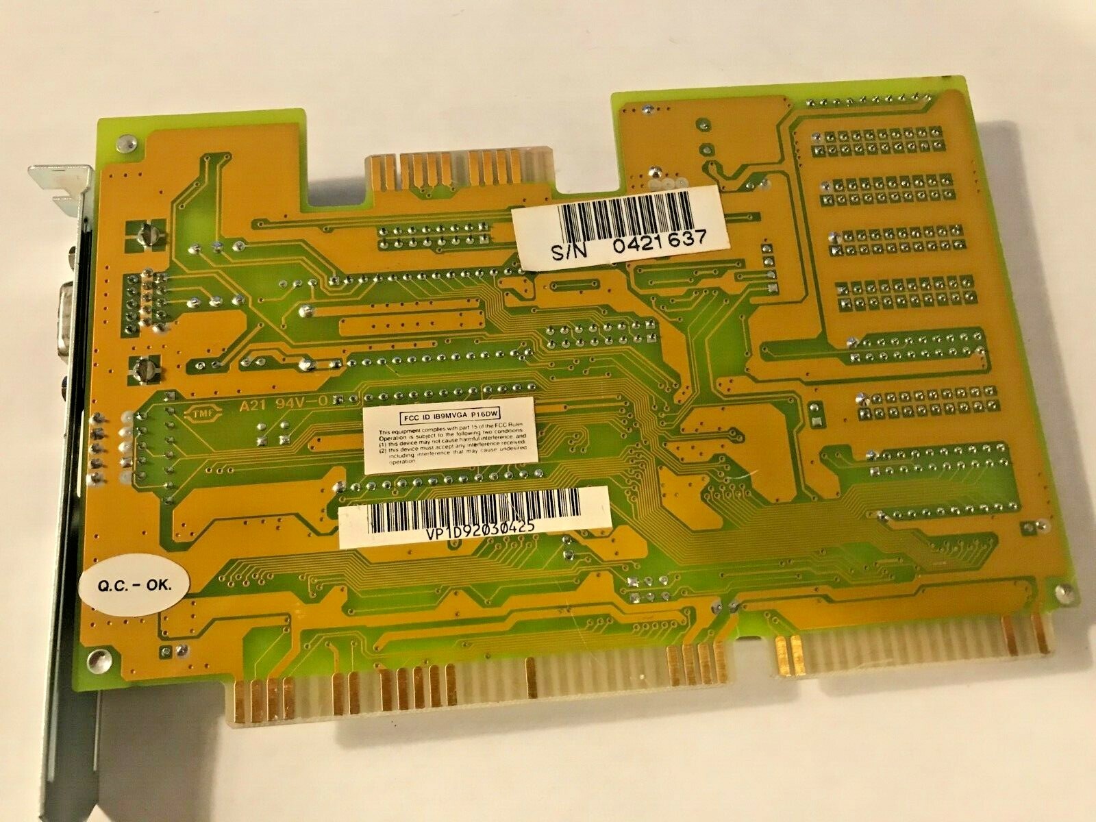 VINTAGE PROLINK MICROSYSTEM WDC WD90C30-LR ISA VGA CARD FCC IB9MVGAP16DW MXB7 - Picture 2 of 4